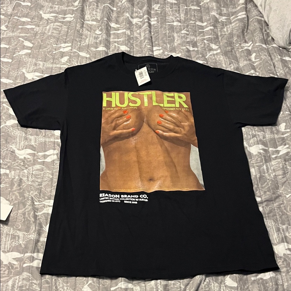 Hustler Hollywood Black Tee with Bold Graphic